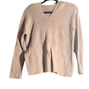 Tahari Women's Hooded V-Neck Sweater in Beige